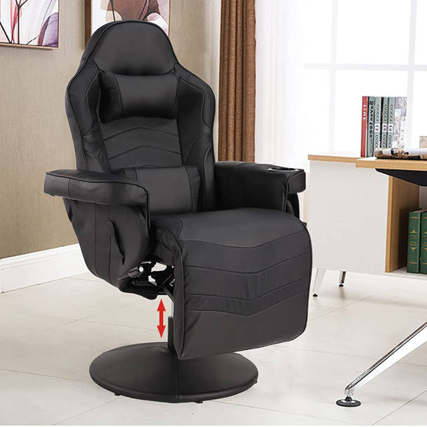 Inbox Zero Reclining Ergonomic Faux Leather Swiveling PC & Racing Game Chair with Footrest